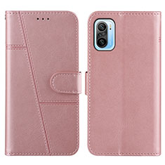 Coque Portefeuille Livre Cuir Etui Clapet Y01X pour Xiaomi Mi 11X Pro 5G Or Rose