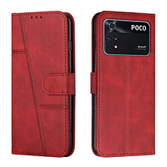 Coque Portefeuille Livre Cuir Etui Clapet Y01X pour Xiaomi Poco M4 Pro 4G Rouge