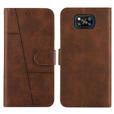 Coque Portefeuille Livre Cuir Etui Clapet Y01X pour Xiaomi Poco X3 NFC Marron