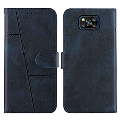 Coque Portefeuille Livre Cuir Etui Clapet Y01X pour Xiaomi Poco X3 Pro Bleu