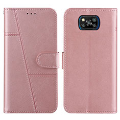 Coque Portefeuille Livre Cuir Etui Clapet Y01X pour Xiaomi Poco X3 Pro Or Rose