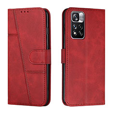 Coque Portefeuille Livre Cuir Etui Clapet Y01X pour Xiaomi Poco X4 NFC Rouge