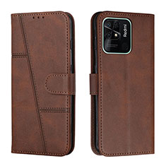 Coque Portefeuille Livre Cuir Etui Clapet Y01X pour Xiaomi Redmi 10 India Marron