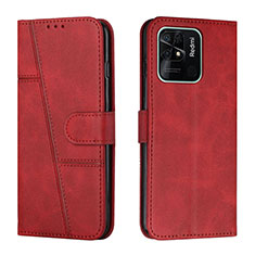 Coque Portefeuille Livre Cuir Etui Clapet Y01X pour Xiaomi Redmi 10 India Rouge