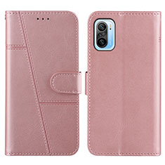 Coque Portefeuille Livre Cuir Etui Clapet Y01X pour Xiaomi Redmi K40 Pro 5G Or Rose