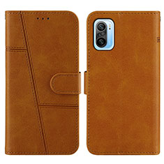 Coque Portefeuille Livre Cuir Etui Clapet Y01X pour Xiaomi Redmi K40 Pro+ Plus 5G Brun Clair