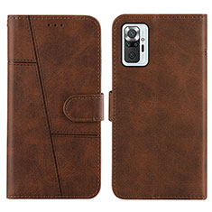 Coque Portefeuille Livre Cuir Etui Clapet Y01X pour Xiaomi Redmi Note 10 Pro 4G Marron