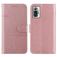 Coque Portefeuille Livre Cuir Etui Clapet Y01X pour Xiaomi Redmi Note 10 Pro Max Or Rose