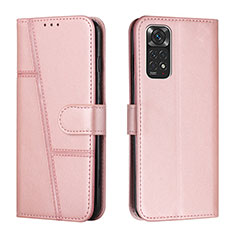 Coque Portefeuille Livre Cuir Etui Clapet Y01X pour Xiaomi Redmi Note 11 4G (2022) Or Rose