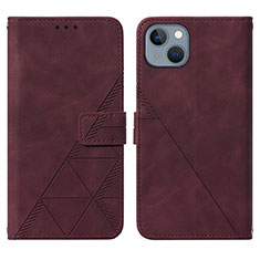 Coque Portefeuille Livre Cuir Etui Clapet Y02B pour Apple iPhone 14 Plus Vin Rouge