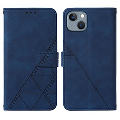 Coque Portefeuille Livre Cuir Etui Clapet Y02B pour Apple iPhone 15 Plus Bleu