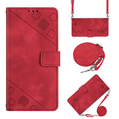 Coque Portefeuille Livre Cuir Etui Clapet Y02B pour Huawei Enjoy 50 Rouge