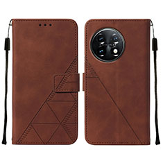 Coque Portefeuille Livre Cuir Etui Clapet Y02B pour OnePlus 11 5G Marron