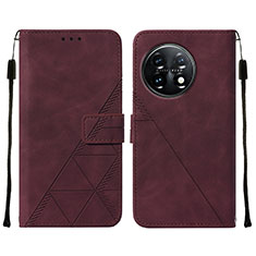 Coque Portefeuille Livre Cuir Etui Clapet Y02B pour OnePlus 11 5G Rouge