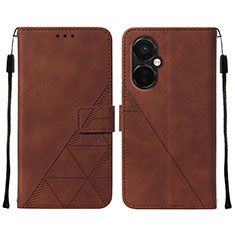 Coque Portefeuille Livre Cuir Etui Clapet Y02B pour OnePlus Nord CE 3 5G Marron