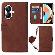 Coque Portefeuille Livre Cuir Etui Clapet Y02B pour Realme 10 Pro+ Plus 5G Marron