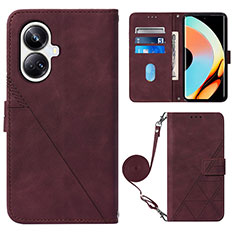 Coque Portefeuille Livre Cuir Etui Clapet Y02B pour Realme 10 Pro+ Plus 5G Rouge