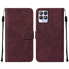 Coque Portefeuille Livre Cuir Etui Clapet Y02B pour Realme 8i Rouge