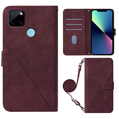 Coque Portefeuille Livre Cuir Etui Clapet Y02B pour Realme C21Y Rouge