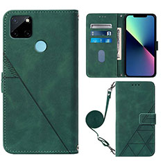 Coque Portefeuille Livre Cuir Etui Clapet Y02B pour Realme C25Y India Vert