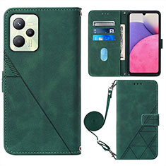 Coque Portefeuille Livre Cuir Etui Clapet Y02B pour Realme C35 Vert