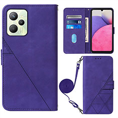 Coque Portefeuille Livre Cuir Etui Clapet Y02B pour Realme C35 Violet