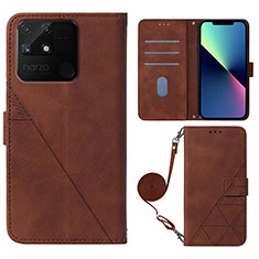 Coque Portefeuille Livre Cuir Etui Clapet Y02B pour Realme Narzo 50A Marron