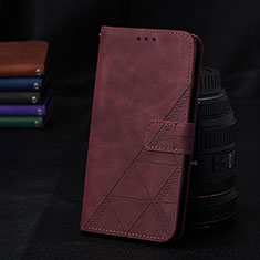 Coque Portefeuille Livre Cuir Etui Clapet Y02B pour Samsung Galaxy A03 Vin Rouge