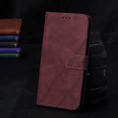 Coque Portefeuille Livre Cuir Etui Clapet Y02B pour Samsung Galaxy A52s 5G Vin Rouge