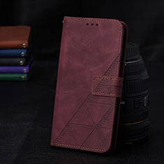 Coque Portefeuille Livre Cuir Etui Clapet Y02B pour Samsung Galaxy M02s Vin Rouge