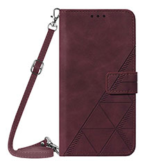 Coque Portefeuille Livre Cuir Etui Clapet Y02B pour Samsung Galaxy S21 FE 5G Rouge