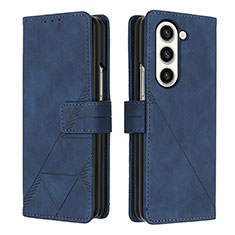 Coque Portefeuille Livre Cuir Etui Clapet Y02B pour Samsung Galaxy Z Fold5 5G Bleu