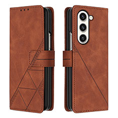 Coque Portefeuille Livre Cuir Etui Clapet Y02B pour Samsung Galaxy Z Fold5 5G Marron