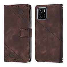 Coque Portefeuille Livre Cuir Etui Clapet Y02B pour Vivo iQOO U5x Marron