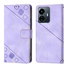 Coque Portefeuille Livre Cuir Etui Clapet Y02B pour Vivo iQOO Z6 Lite 5G Violet Clair