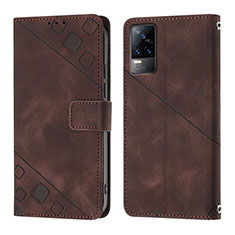 Coque Portefeuille Livre Cuir Etui Clapet Y02B pour Vivo V21e 4G Marron