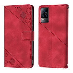 Coque Portefeuille Livre Cuir Etui Clapet Y02B pour Vivo V21e 4G Rouge