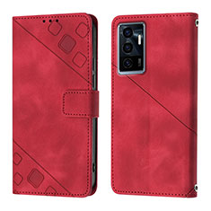 Coque Portefeuille Livre Cuir Etui Clapet Y02B pour Vivo V23e 5G Rouge