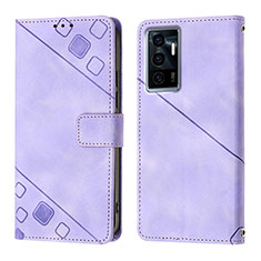 Coque Portefeuille Livre Cuir Etui Clapet Y02B pour Vivo V23e 5G Violet Clair