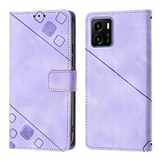 Coque Portefeuille Livre Cuir Etui Clapet Y02B pour Vivo Y01A Violet Clair