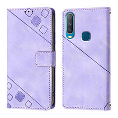 Coque Portefeuille Livre Cuir Etui Clapet Y02B pour Vivo Y17 Violet Clair