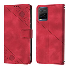 Coque Portefeuille Livre Cuir Etui Clapet Y02B pour Vivo Y21 Rouge