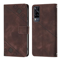 Coque Portefeuille Livre Cuir Etui Clapet Y02B pour Vivo Y31 (2021) Marron