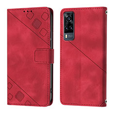 Coque Portefeuille Livre Cuir Etui Clapet Y02B pour Vivo Y51 (2021) Rouge