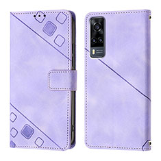 Coque Portefeuille Livre Cuir Etui Clapet Y02B pour Vivo Y53s 4G Violet Clair