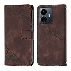 Coque Portefeuille Livre Cuir Etui Clapet Y02B pour Vivo Y77e 5G Marron