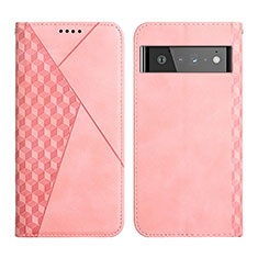 Coque Portefeuille Livre Cuir Etui Clapet Y02X pour Google Pixel 6 Pro 5G Or Rose