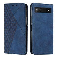 Coque Portefeuille Livre Cuir Etui Clapet Y02X pour Google Pixel 6a 5G Bleu