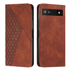 Coque Portefeuille Livre Cuir Etui Clapet Y02X pour Google Pixel 6a 5G Marron