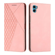 Coque Portefeuille Livre Cuir Etui Clapet Y02X pour Motorola Moto E32 India Or Rose